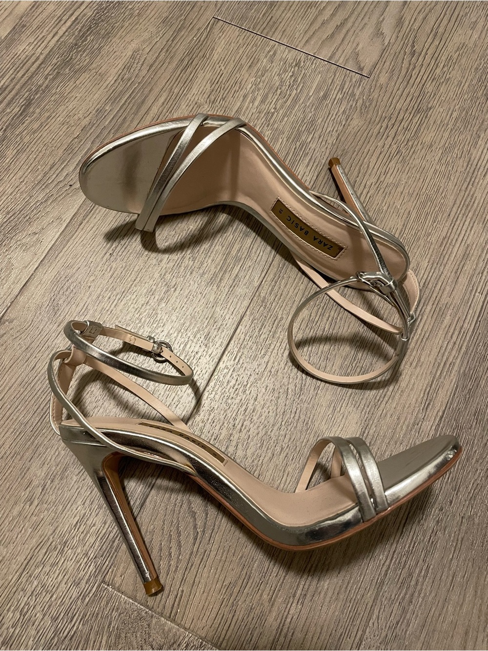 Zara Metallic Silver Heels